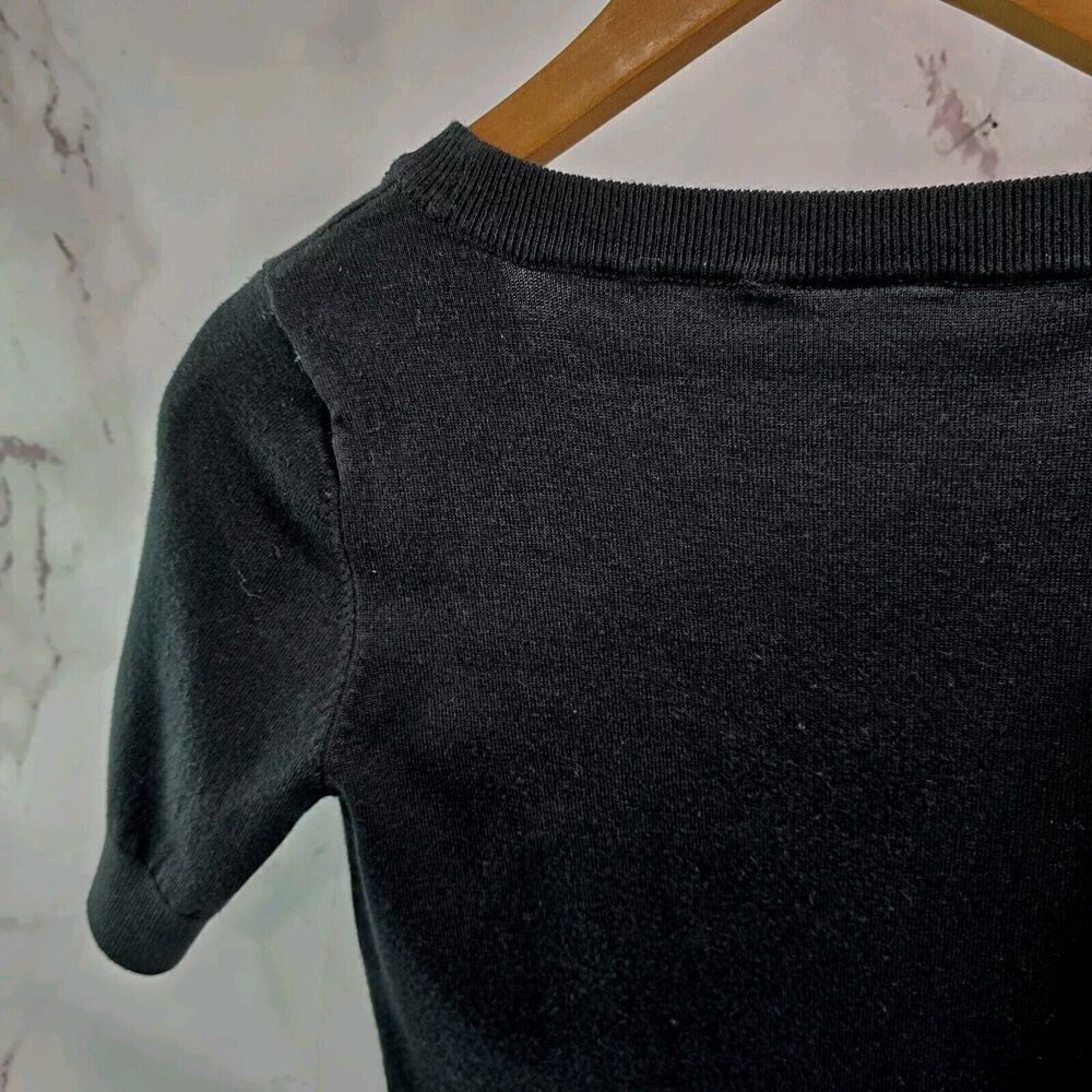 Modcloth Sweater Womens Small Black Short Sleeve Scoop Ribbed Lightweight - Picture 6 of 9